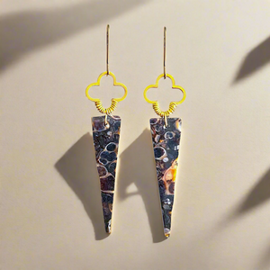 Brass + Stone Earrings: Turritella Jasper