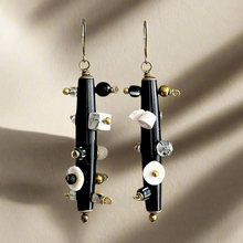 Load image into Gallery viewer, Bantu Knot Earrings (Black &amp; White)