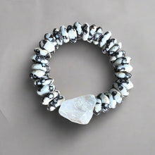 Load image into Gallery viewer, Rocks: Rough Cut Quartz and African Beaded Bracelet