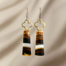 Load image into Gallery viewer, Brass + Stone Earrings: Montana Agate