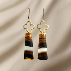 Brass + Stone Earrings: Montana Agate