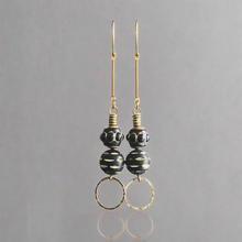 Load image into Gallery viewer, Black Carved Gold Earrings