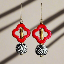 Load image into Gallery viewer, Fleur de Lis Kazuri Earrings