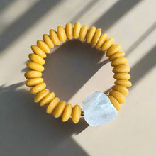 Load image into Gallery viewer, Rocks: Rough Cut Quartz and African Beaded Bracelet