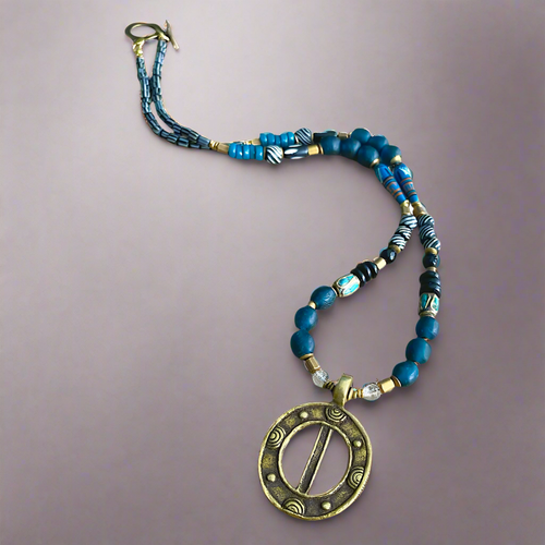 Teal Patchwork Necklace