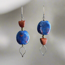 Load image into Gallery viewer, Blue Tie Kazuri Earrings