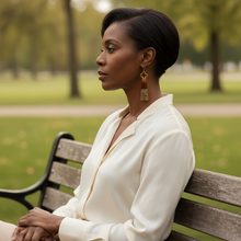 Load image into Gallery viewer, Brass + Stone Earrings: Cherry Creek Jasper