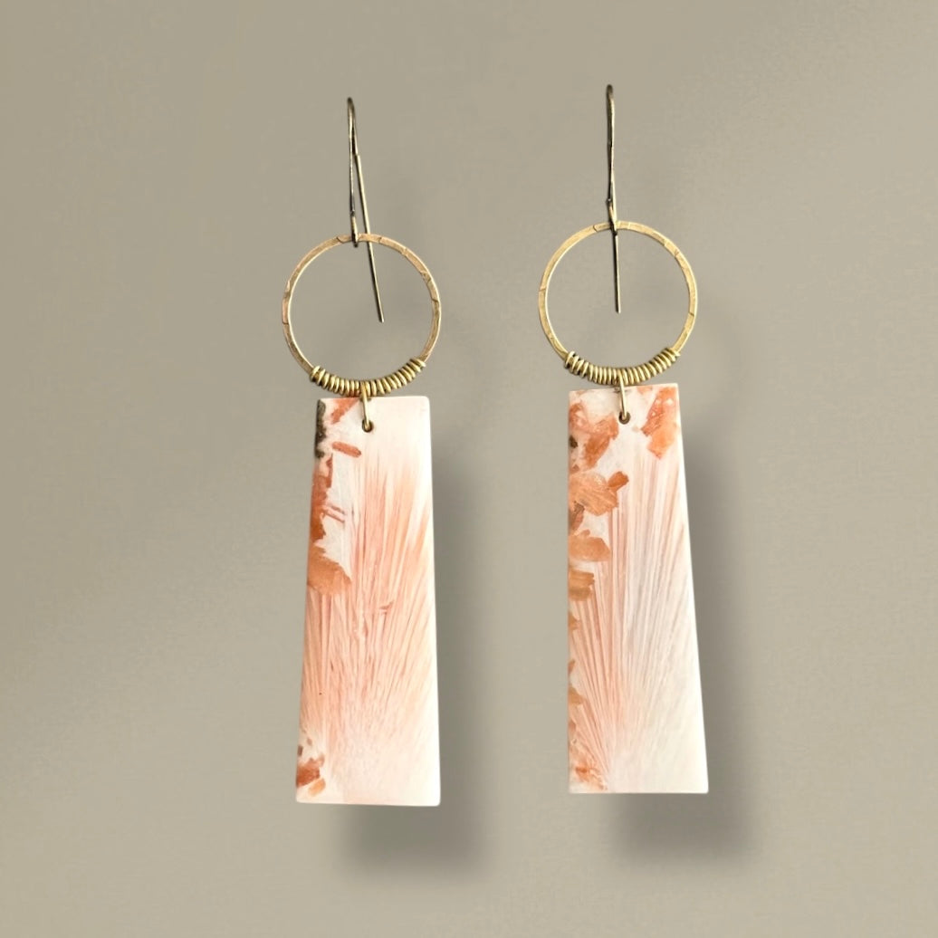 Brass + Stone Earrings: Scolecite