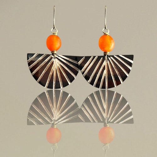 Grooved Moon Earrings
