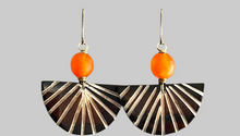 Load image into Gallery viewer, Pumpkin Grooved Moon Earrings