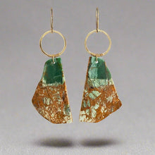 Load image into Gallery viewer, Brass + Stone Earrings:  Green Opal