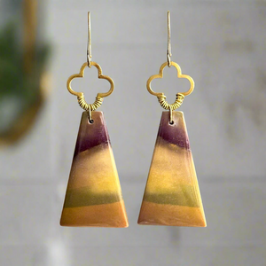 Brass + Stone Earrings: Mookaite Jasper