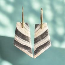 Load image into Gallery viewer, Brass + Stone Earrings: Zebra Calcite