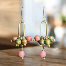 Load image into Gallery viewer, Unakite Crane Earrings