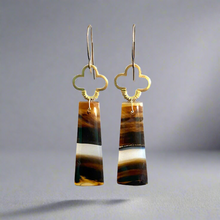 Load image into Gallery viewer, Brass + Stone Earrings: Montana Agate