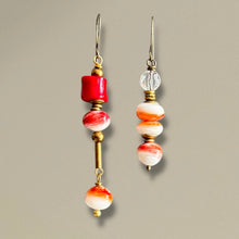 Load image into Gallery viewer, Coral and Spiny Mismatched Earrings, Take 2