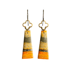 Load image into Gallery viewer, Brass + Stone Earrings: Bumblebee Jasper