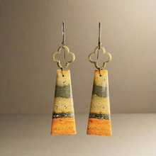 Load image into Gallery viewer, Brass + Stone Earrings: Bumblebee Jasper