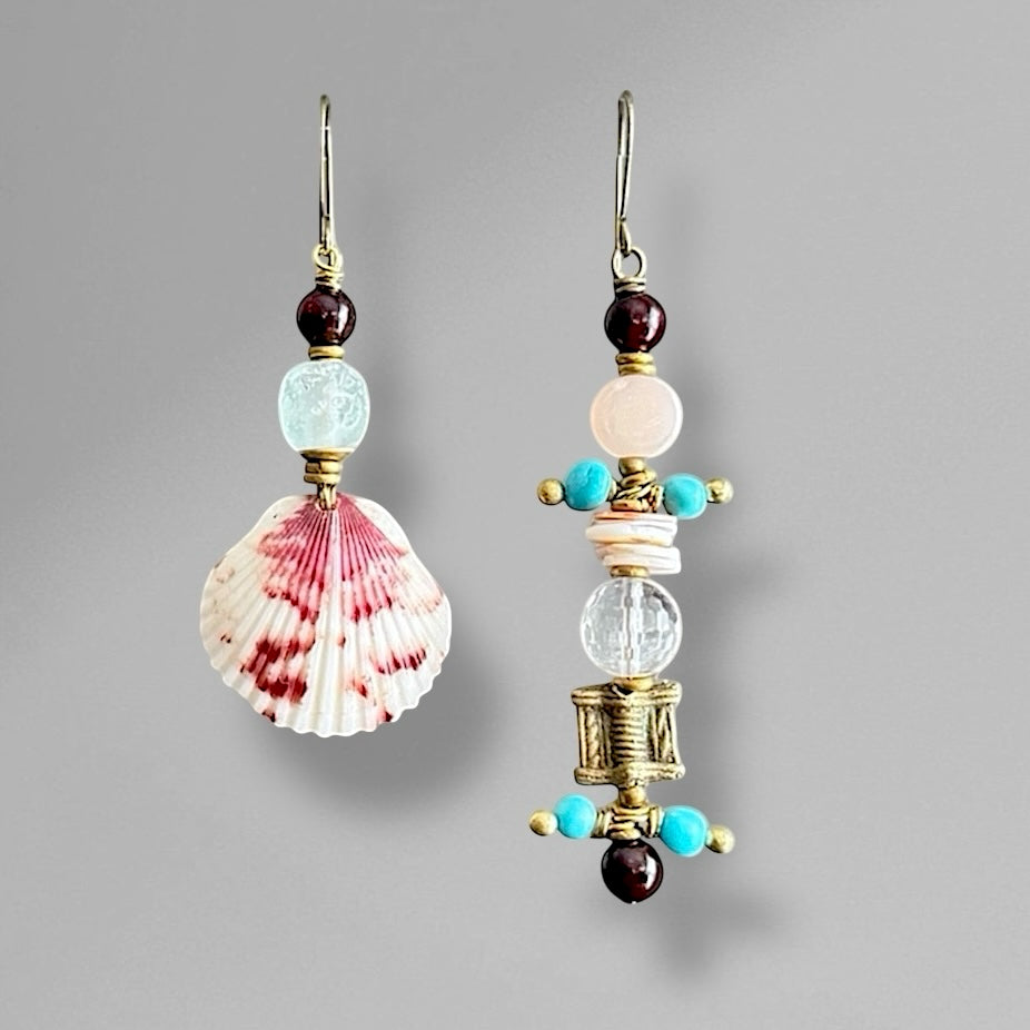 Purple Haze Scallop Mismatched Earrings