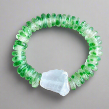 Load image into Gallery viewer, Rocks: Rough Cut Quartz and African Beaded Bracelet