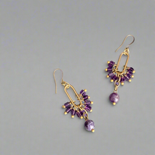 Load image into Gallery viewer, Amethyst Crane Earrings