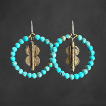 Load image into Gallery viewer, Turquoise Ashanti Hoops