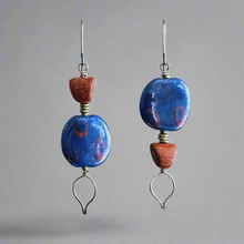 Load image into Gallery viewer, Blue Tie Kazuri Earrings