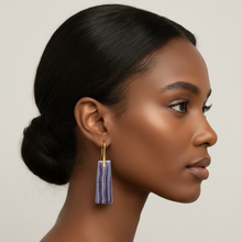 Load image into Gallery viewer, Brass + Stone Earrings: Fluorite