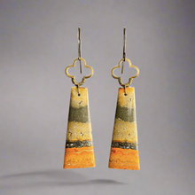 Load image into Gallery viewer, Brass + Stone Earrings: Bumblebee Jasper