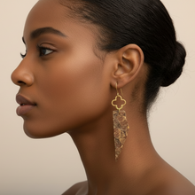 Load image into Gallery viewer, Brass + Stone Earrings: Turritella Agate