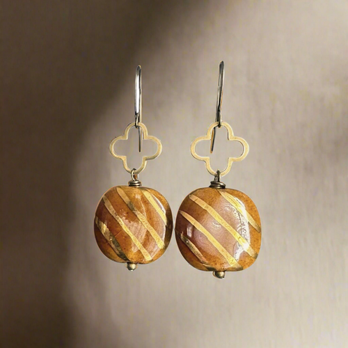 Butterscotch Stripes Kazuri Earrings