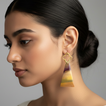 Load image into Gallery viewer, Brass + Stone Earrings: Mookaite Jasper