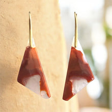 Load image into Gallery viewer, Brass + Stone Earrings: Chalcedony