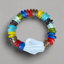 Load image into Gallery viewer, Rocks: Rough Cut Quartz and African Beaded Bracelet