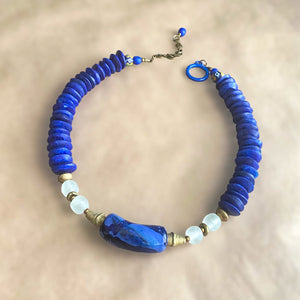 Blue Studies Kazuri Necklace