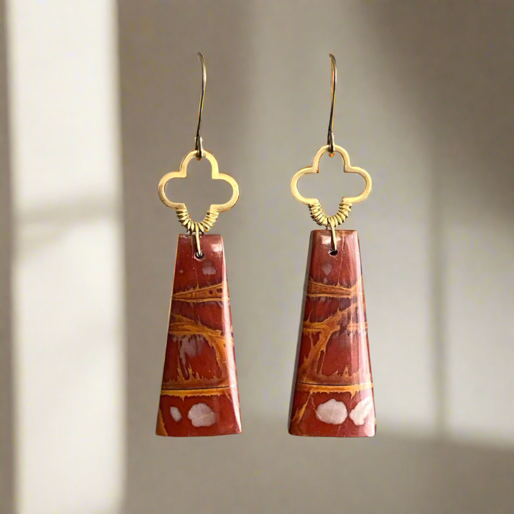 Brass + Stone Earrings: Noreena