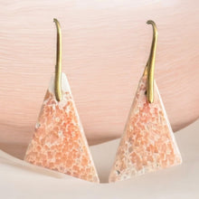 Load image into Gallery viewer, pink and cream gemstone earrings on a white and peach background