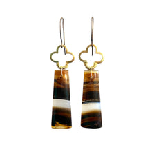 Load image into Gallery viewer, Brass + Stone Earrings: Montana Agate