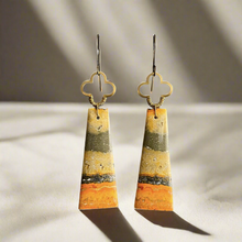 Load image into Gallery viewer, Brass + Stone Earrings: Bumblebee Jasper