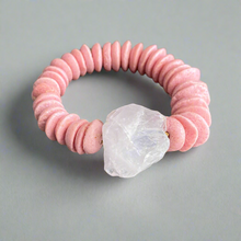 Load image into Gallery viewer, Rocks: Rough Cut Quartz and African Beaded Bracelet