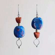 Load image into Gallery viewer, Blue Tie Kazuri Earrings