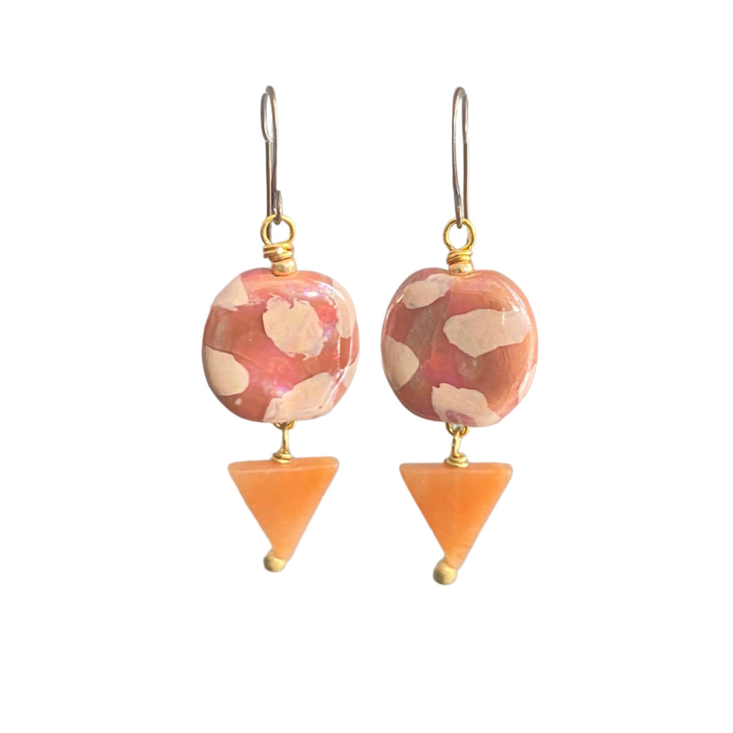 Peach Snap Kazuri Earrings