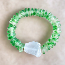 Load image into Gallery viewer, Lime Spritz Rocks: Rough Cut Quartz and African Beaded Bracelet