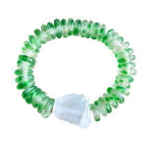 Load image into Gallery viewer, Lime Spritz Rocks: Rough Cut Quartz and African Beaded Bracelet