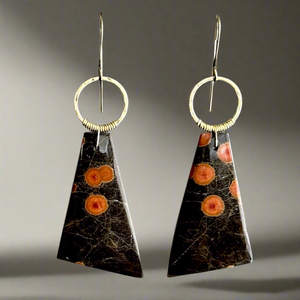 Brass + Stone Earrings: Peanut Obsidian