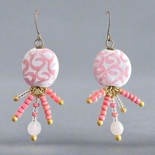 Pink Starfish Kazuri Earrings