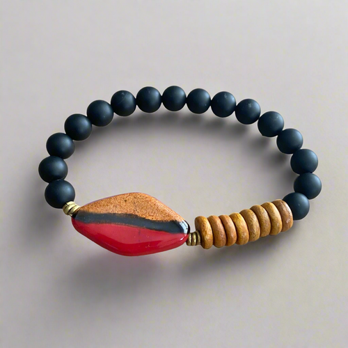 Abstract Desert Kazuri Beaded Bracelet