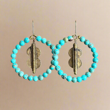 Load image into Gallery viewer, Turquoise Ashanti Hoops