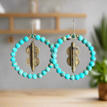 Load image into Gallery viewer, Turquoise Ashanti Hoops