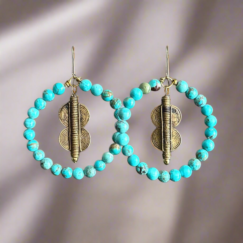 Turquoise Ashanti Hoops